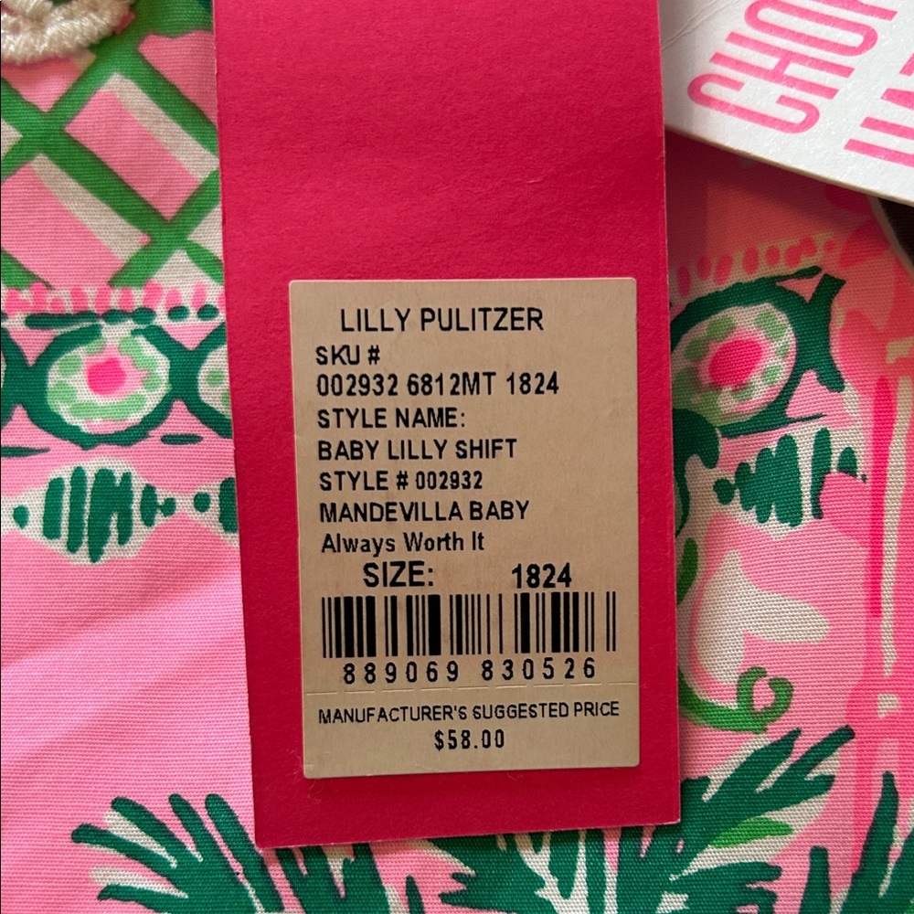 NWT Lilly Pulitzer Pink & Green Tropical Shift Dress with Lace Trim - Picture 2 of 4